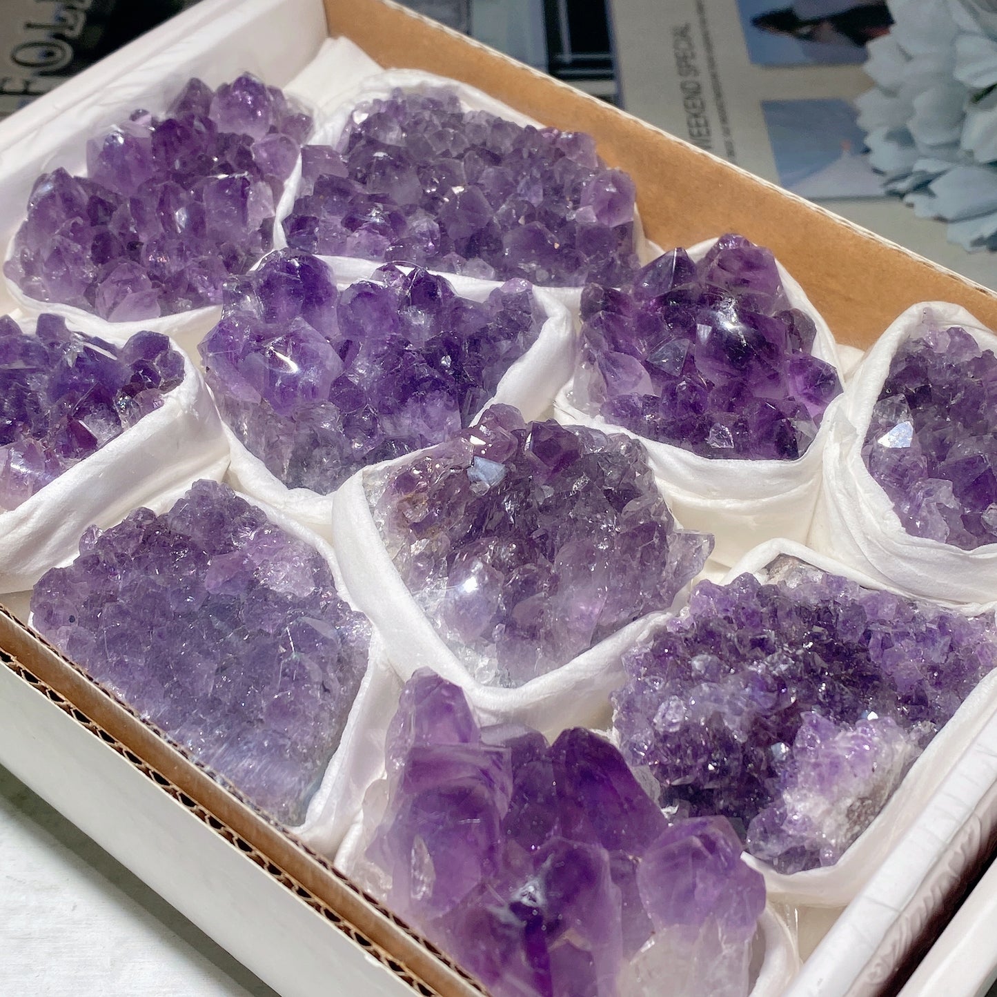 Amethyst Clusters Collection Box Bulk Wholesale