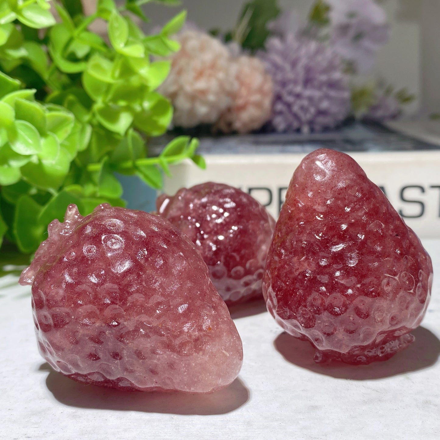 1.9" Strawberry Quartz Strawberry Shape Carvings Bulk Wholesale