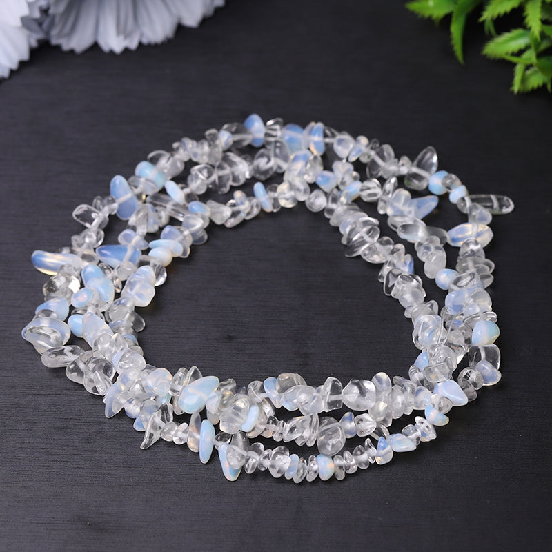 Drilled Crystal Chips with holes String for DIY bulk Bracelet Best Crystal Wholesalers Howlite Opalite Moss Agate Strawberry Quartz