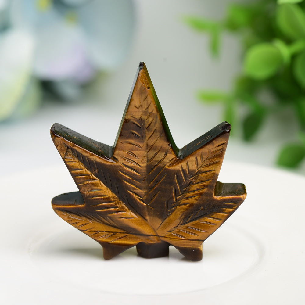 1.7" Mixed Crystal Maple Leaf Crystal Carving Bulk WholesaleBest Crystal Wholesalers