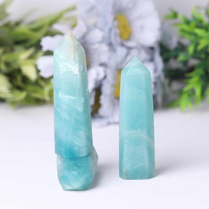 Natural High Quality Sky Blue Towers Points Bulk Caribbean Calcite Tower for Healing Best Crystal Wholesalers