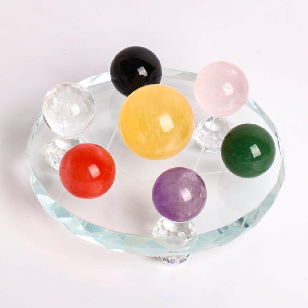 Chakra Sphere With Glass Chakra Stand Full Set