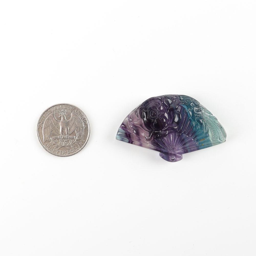 Drilled Fluorite Fan Shape Carvings for Jewelry Making