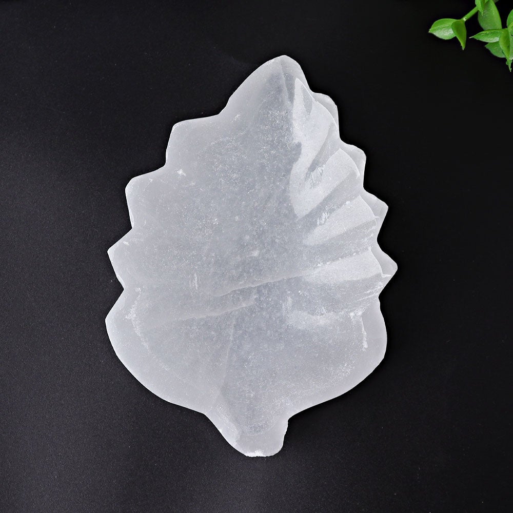 4.8" Selenite Leaf Shape Bowl Crystal Carving Plants Bulk Best Crystal Wholesalers