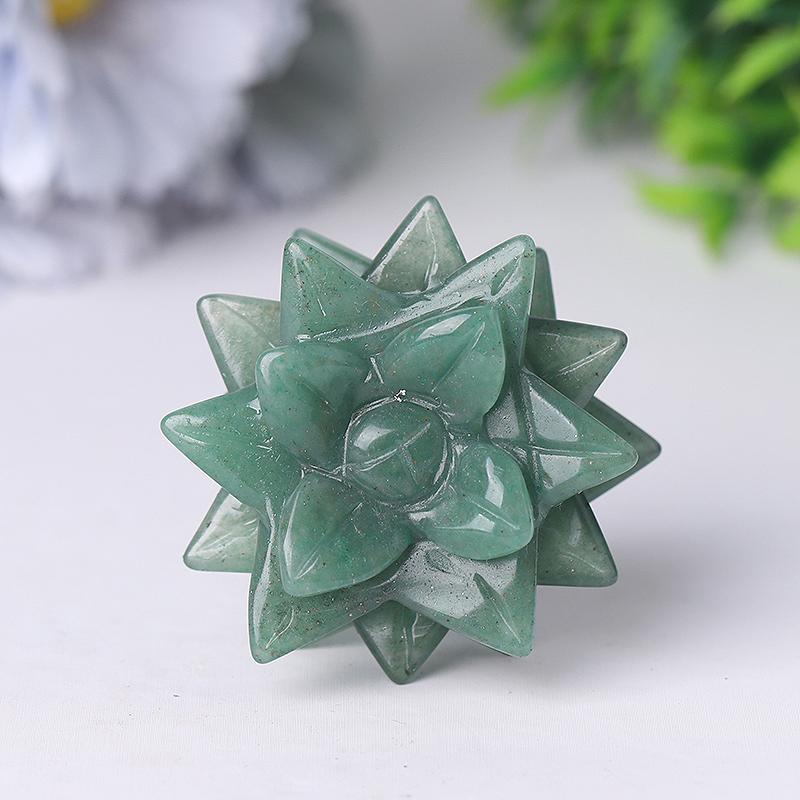 2" Green Aventurine Flower Crystal Carving Plants Bulk Best Crystal Wholesalers