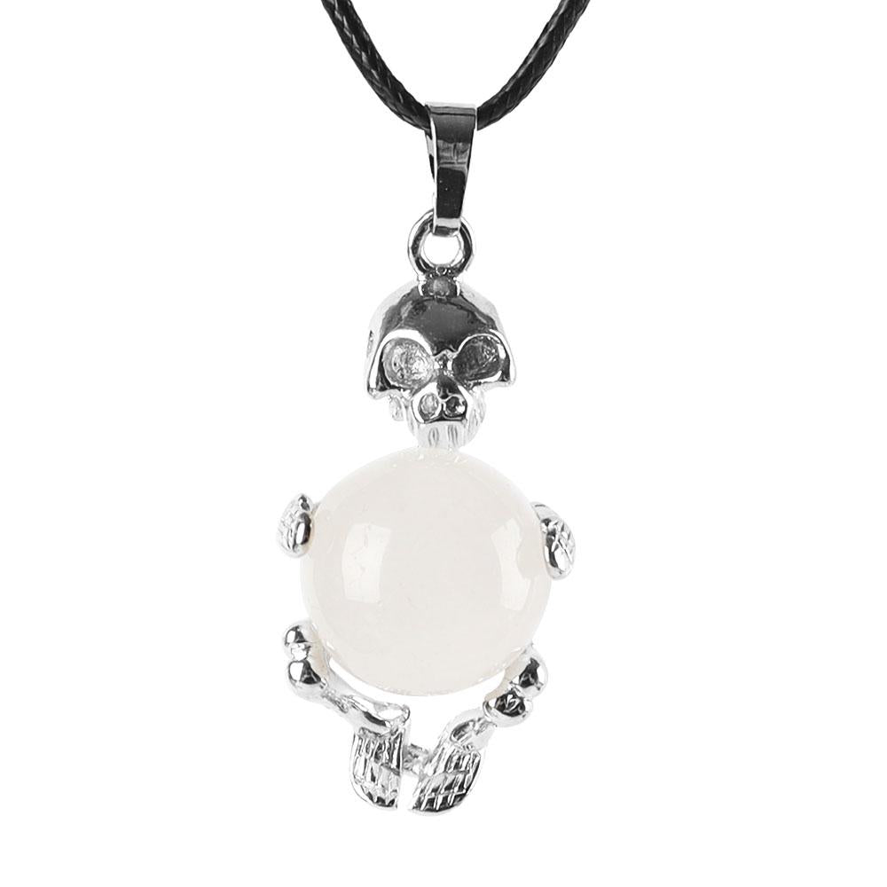 Silver Skeleton Wrapped Round Ball Gemstone Healing Crystal Pendant Best Crystal Wholesalers