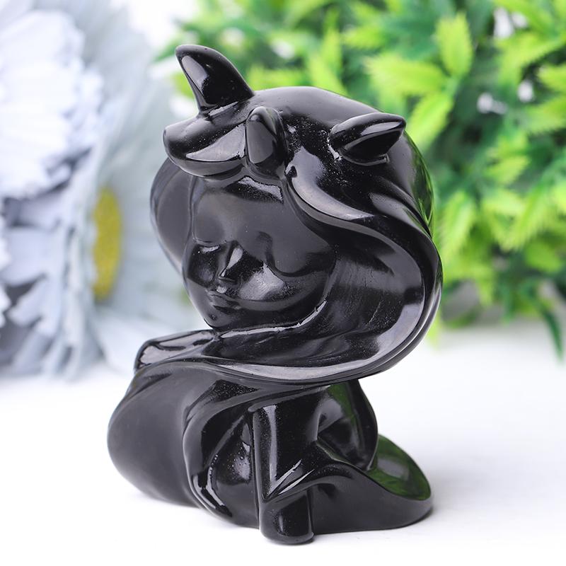 3.3" Black Obsidian Devil Crystal Carvings Best Crystal Wholesalers