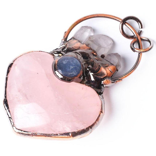 Rose Quartz Heart Shape Crystal Pendant Key Chain DIY Jewelry Best Crystal Wholesalers