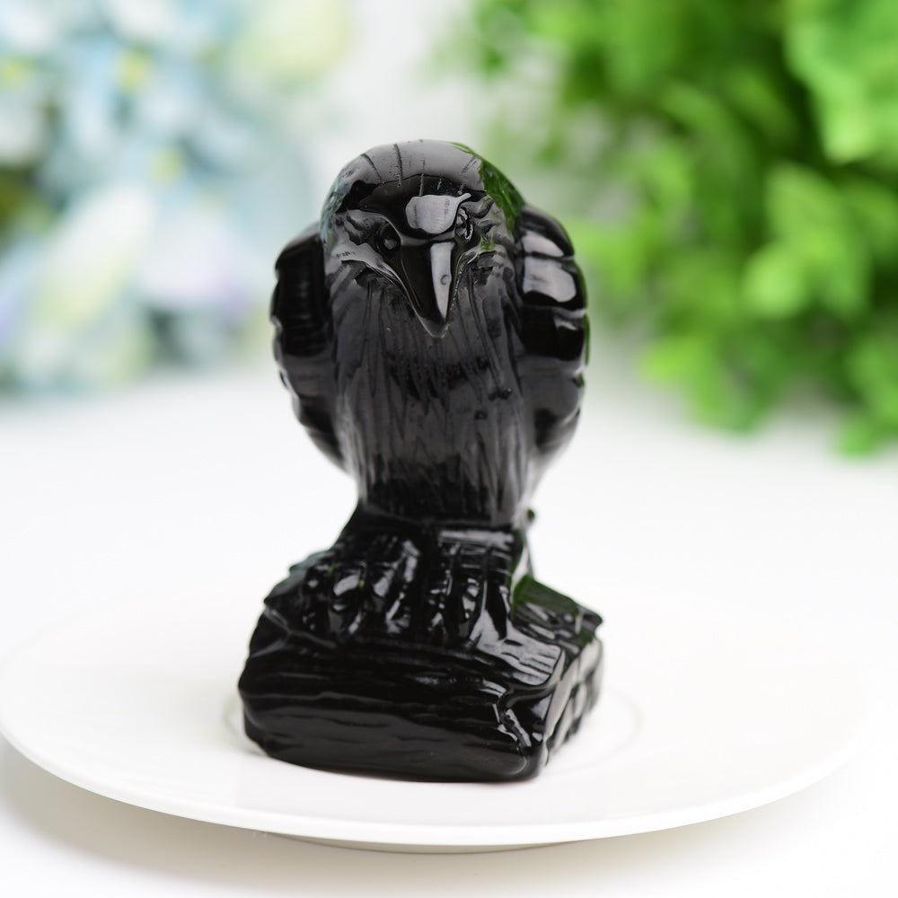 3.3" Black Obsidian Raven Bird Crystal Carving Free Form Bulk WholesaleBest Crystal Wholesalers