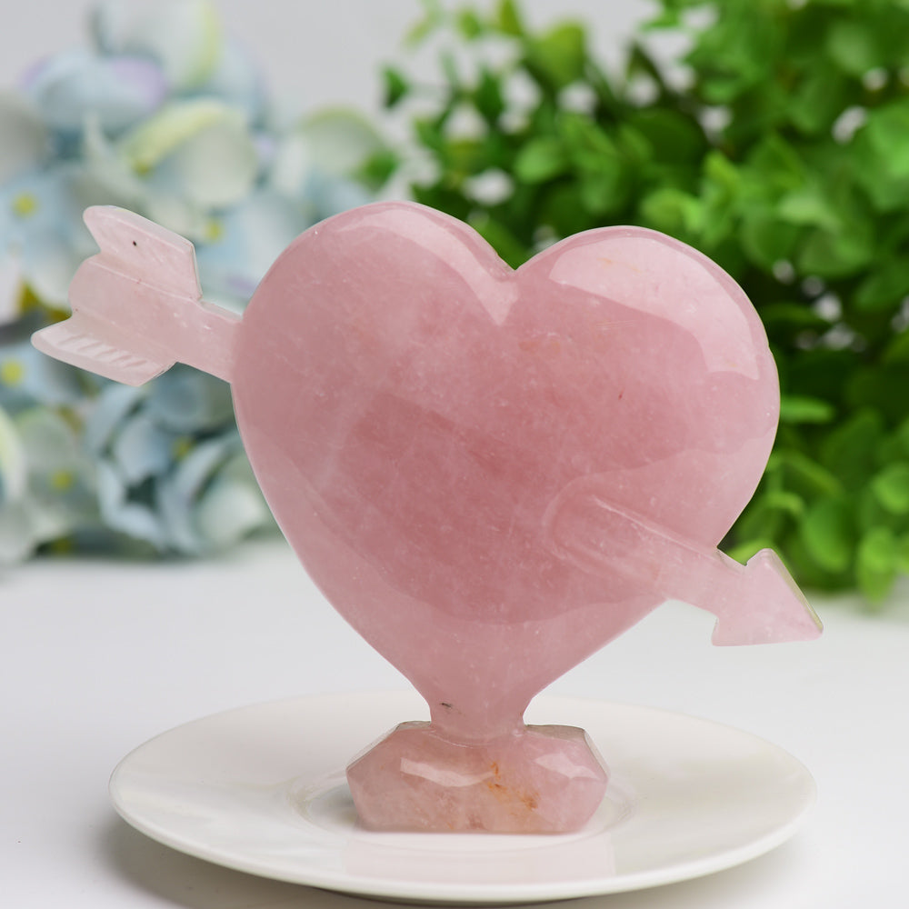 5.0" Rose Quartz Heart Arrow Crystal Carving Bulk Best Crystal Wholesalers