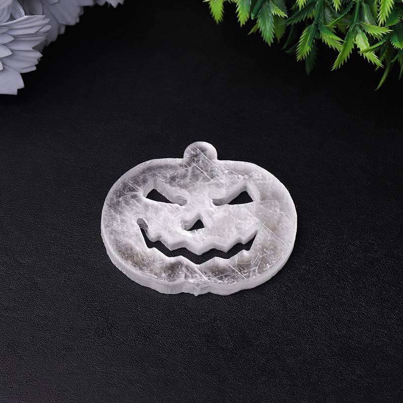 2.5" Selenite Pumpkin Face Hand Carving Halloween Gift Best Crystal Wholesalers