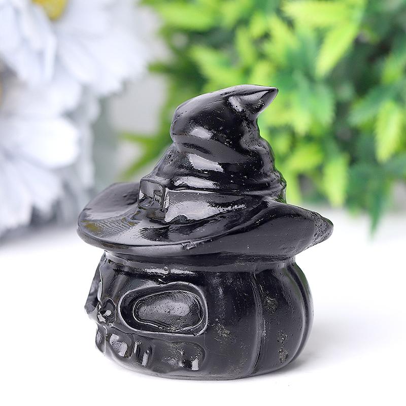 2.2" Black Obsidian Pumpkin Crystal Carvings for Halloween Best Crystal Wholesalers