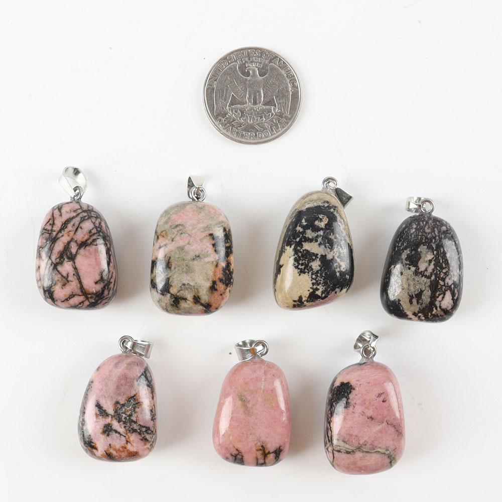 Natural Rhodonite Healing Crystal Polished Stones Irregular Crystal Pendant for Gift Best Crystal Wholesalers