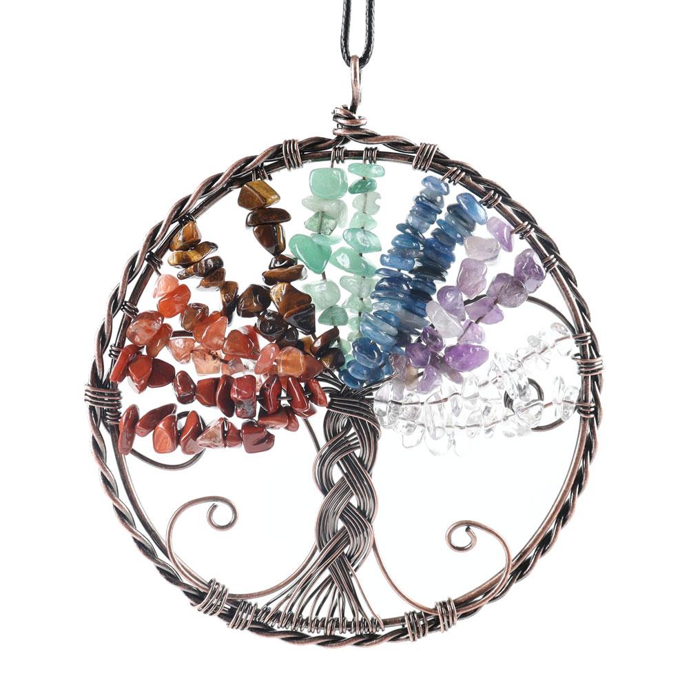 Chakra Crystal Tree of Life Wire Wrapped Pendant Bulk & wholesale