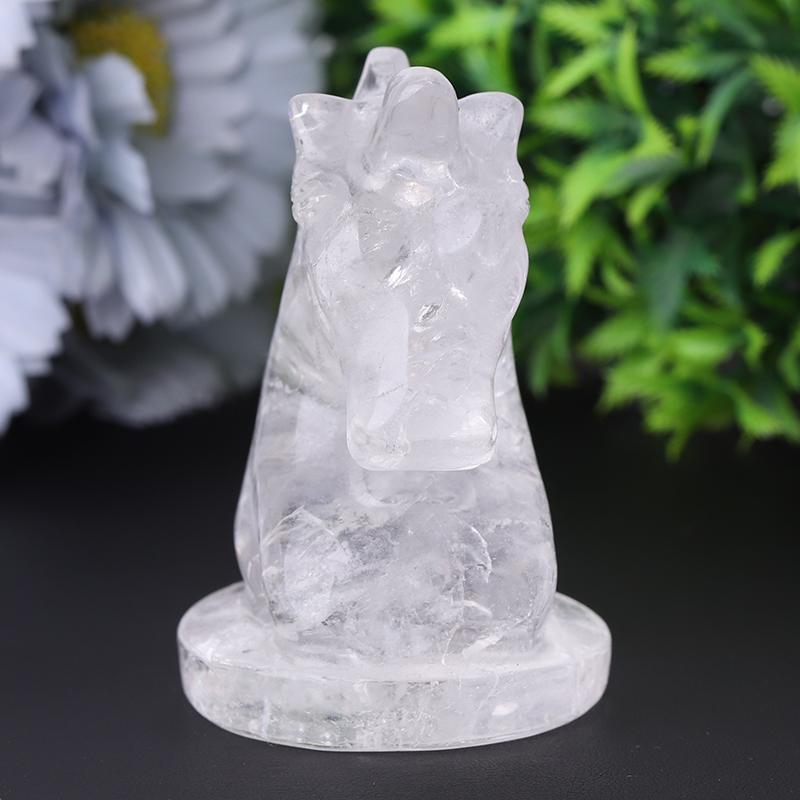 3" Clear Quartz Unicorn Crystal Carvings Animal Bulk Best Crystal Wholesalers