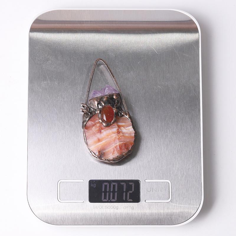 3" Carnelian Amethyst Pendant For Necklace