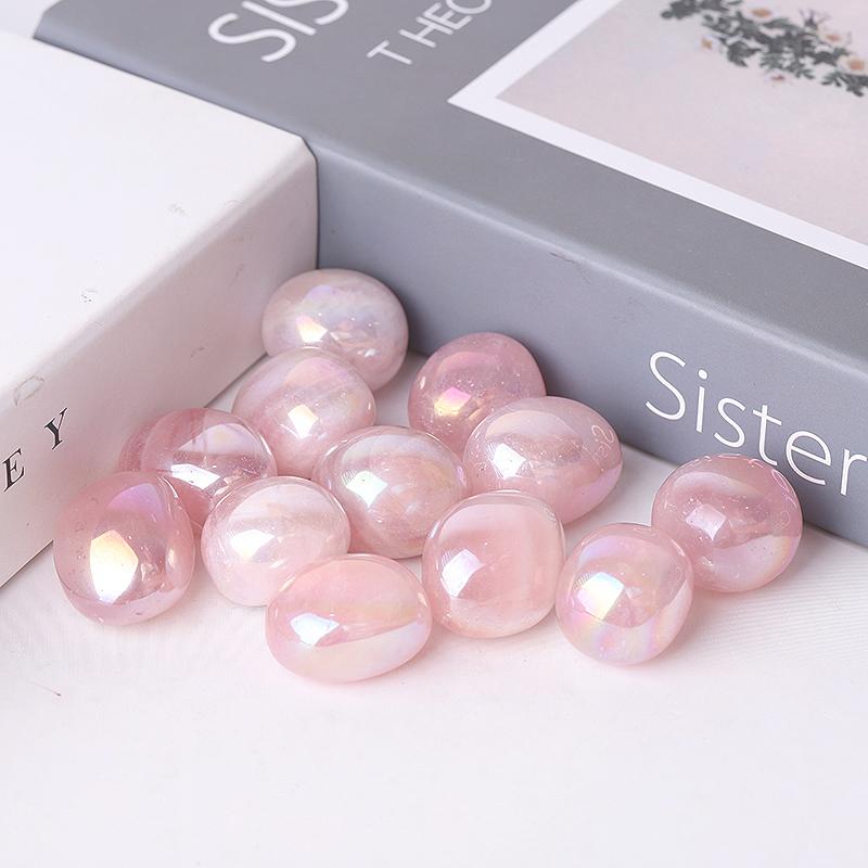 Rose Aura Quartz tumbled stones in Bulk