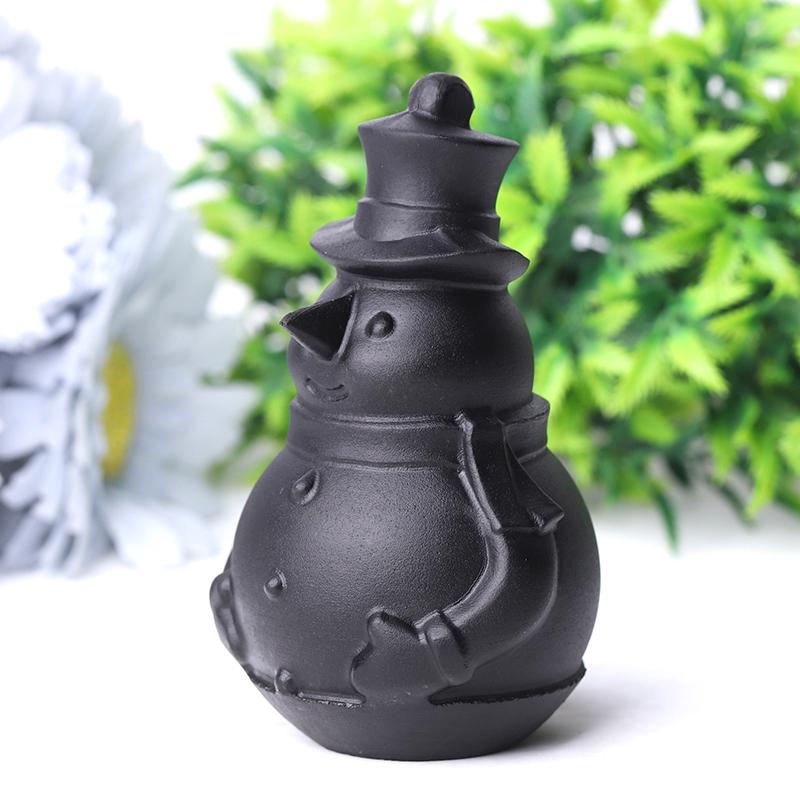 3.7" Black Obsidian Snowman Crystal Carvings Best Crystal Wholesalers