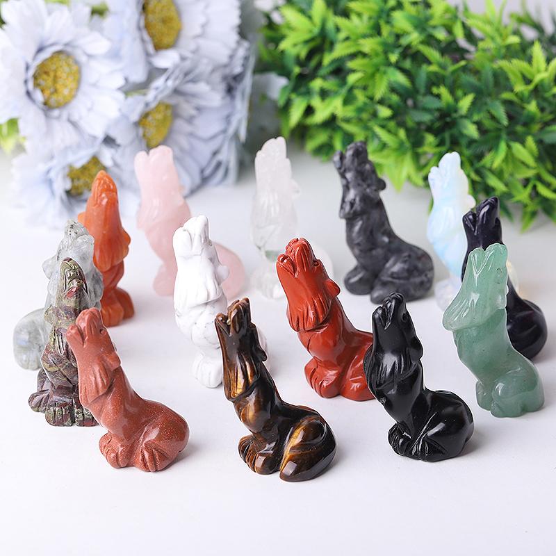 2.5" Wolf Crystal Carvings Animal Bulk Best Crystal Wholesalers