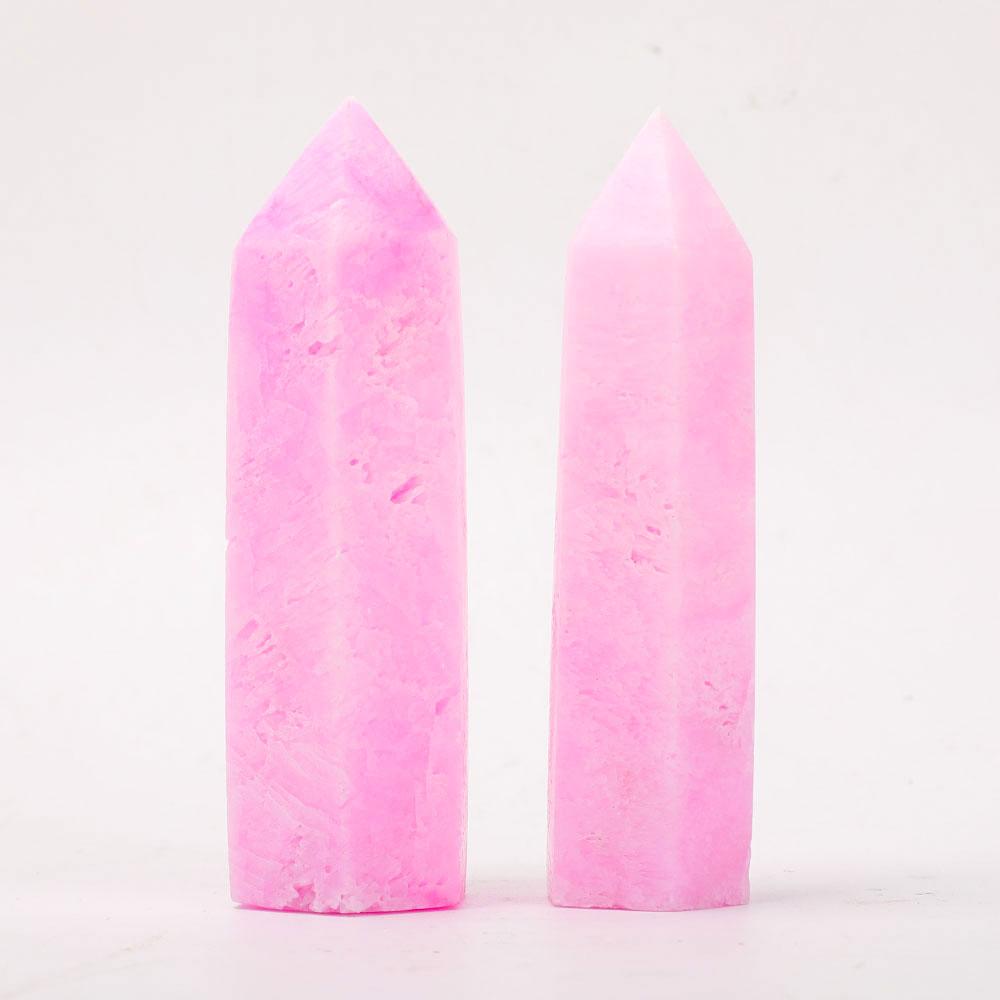 Set of 2 Pink Aragonite Towers Points Bulk Best Crystal Wholesalers