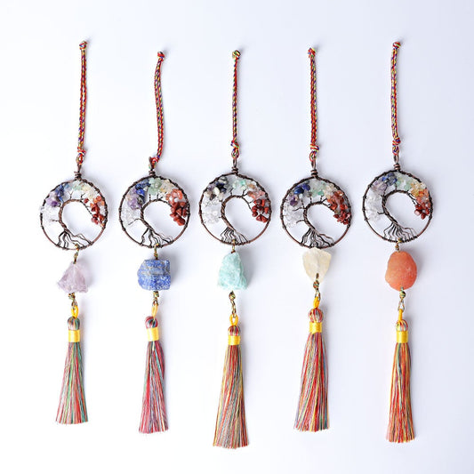 Chakra Life Tree Hanging Ornament with Tassel Best Crystal Wholesalers