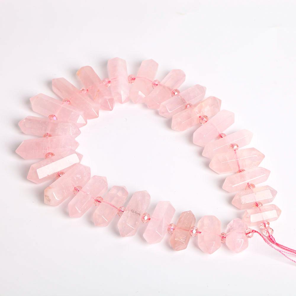 Rose Quartz Crystal Point Chain String for DIY Best Crystal Wholesalers