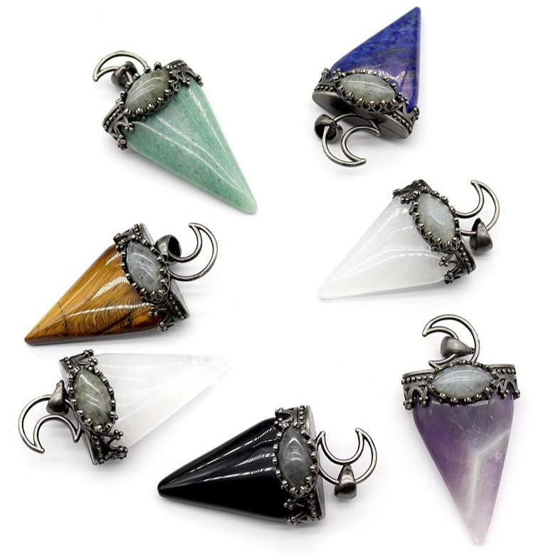 Crystal and Gem Stone Moon Pendants Best Crystal Wholesalers