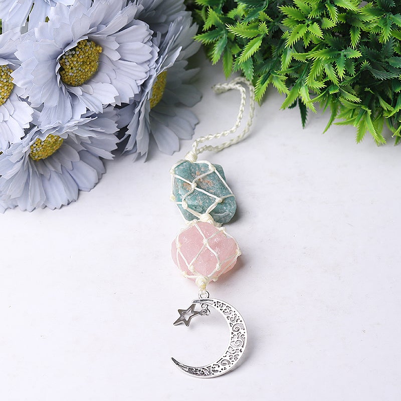 Sky Blue Rose Quartz Raw Stone Crystal Hanging Best Crystal Wholesalers