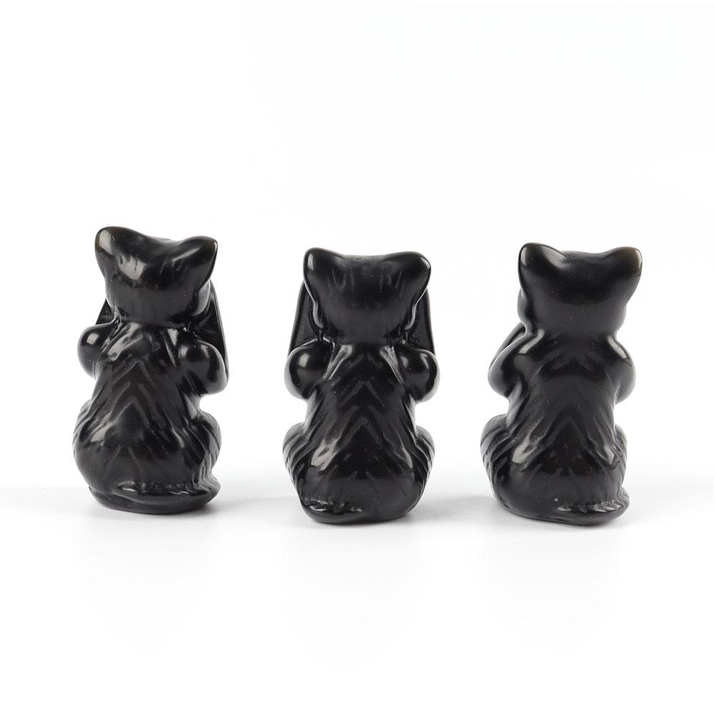 Black Obsidian See No Evil, Hear No Evil, Speak No Evil, Free Form 1set Best Crystal Wholesalers