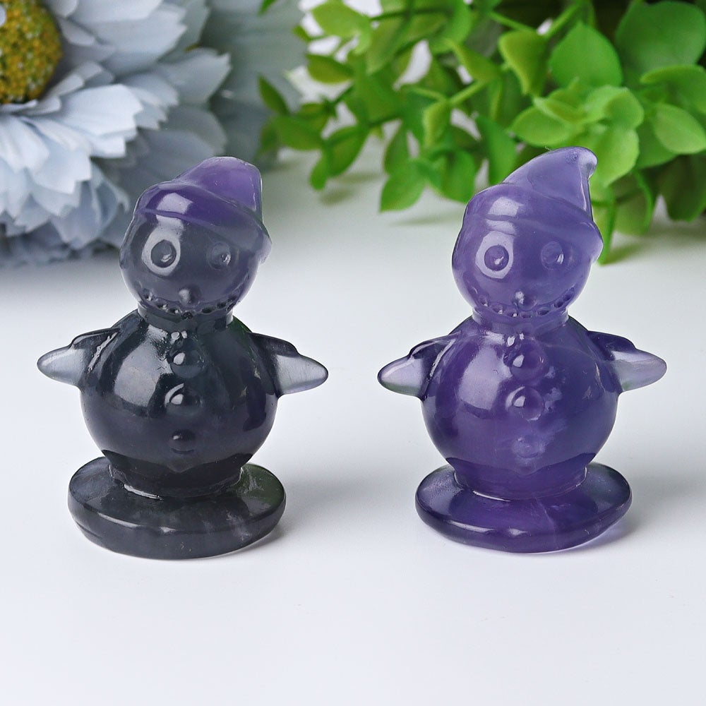 2.3" Fluorite Snowman Crystal Carvings Cartoon Bulk Best Crystal Wholesalers