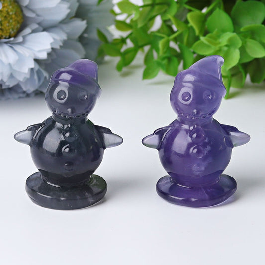 2.3" Fluorite Snowman Crystal Carvings Cartoon Bulk Best Crystal Wholesalers