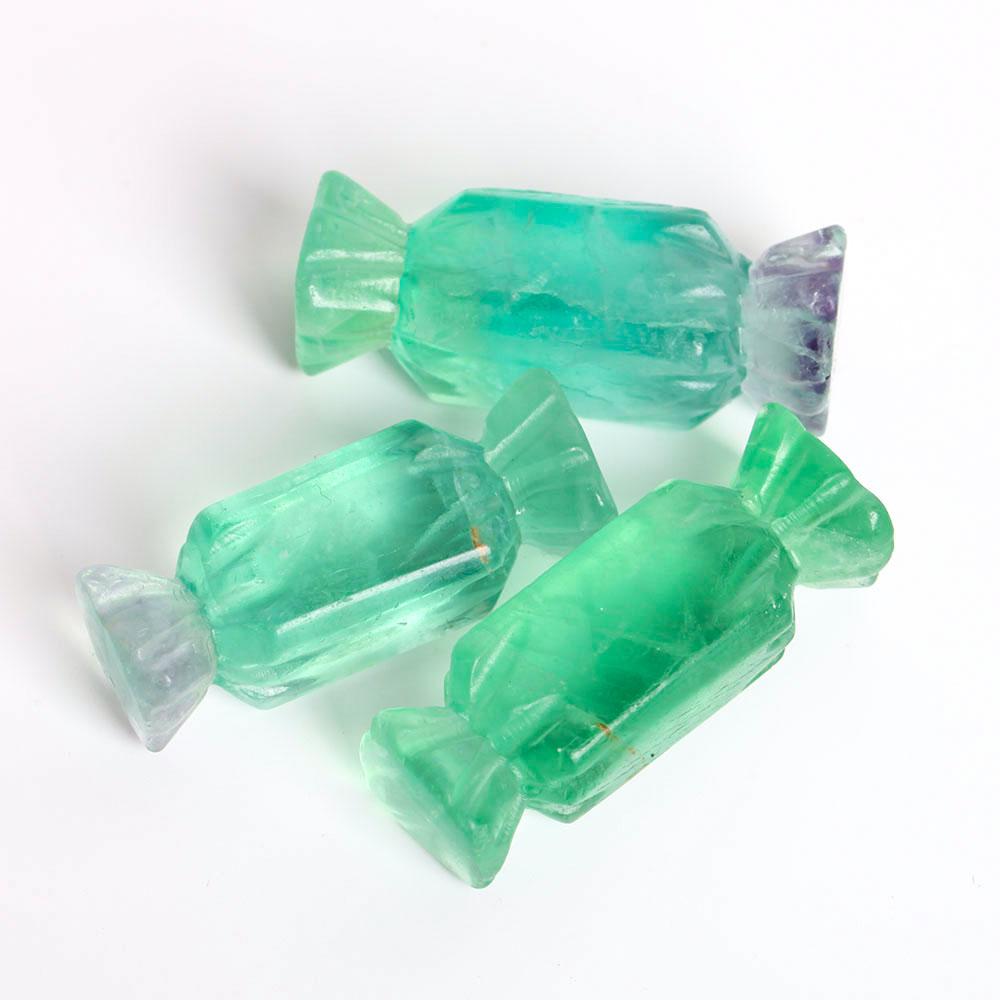 Set of 3 Fluorite Candy Shape Carving Decoration Model Bulk Best Crystal Wholesalers