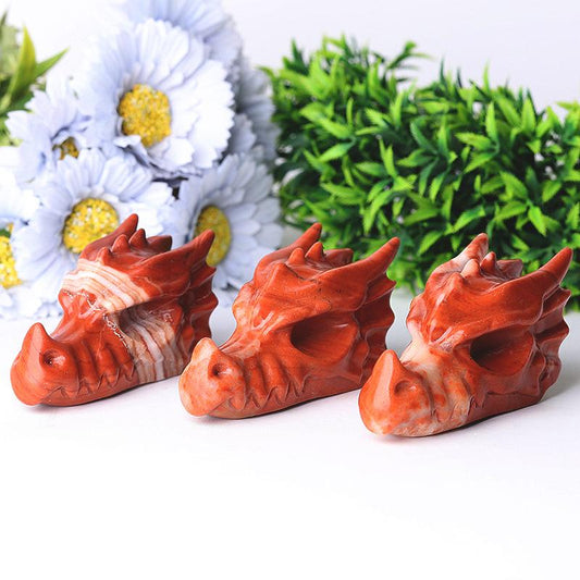 3" Red Jasper Dragon Head Crystal Carvings Best Crystal Wholesalers