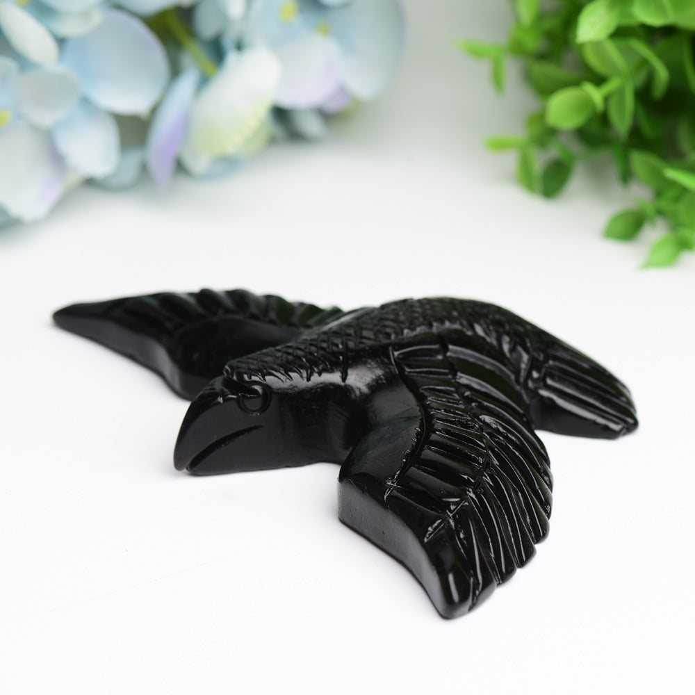 6.0" Black Obsidian Bird Crystal Carving Bulk WholesaleBest Crystal Wholesalers