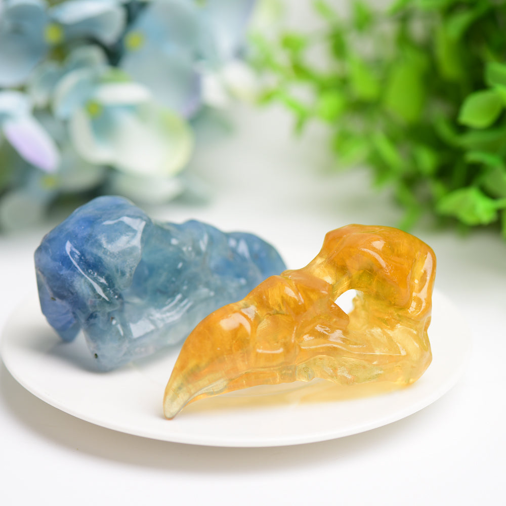 3.0" Fluorite Raven Skull Crystal Carving Bulk WholesaleBest Crystal Wholesalers