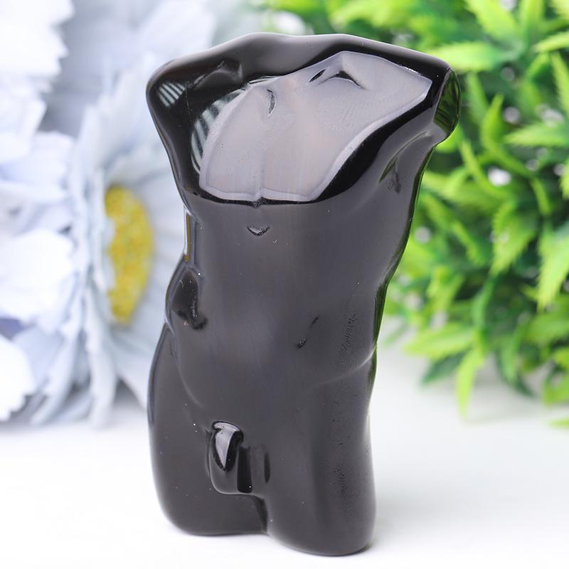 2.0-3.0" Black Obsidian Man Body Crystal Carvings Best Crystal Wholesalers