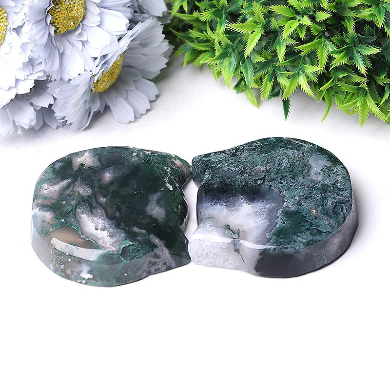 3.5" Moss Agate Cat Head Bowl Crystal Carvings Animal Bulk Best Crystal Wholesalers