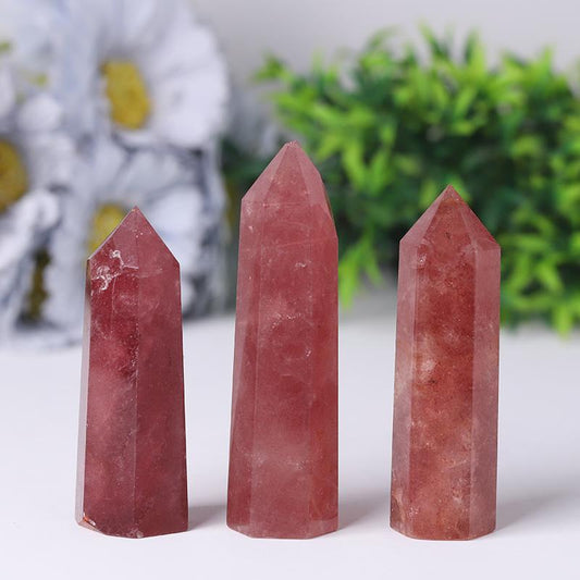 Natural Wand Strawberry Towers Points Bulk Decoration Best Crystal Wholesalers