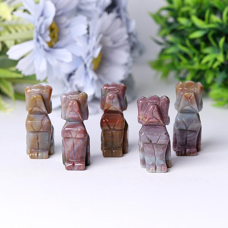 Ocean Jasper Carving Dogs for Sale Crystal Gift Animal Bulk Best Crystal Wholesalers