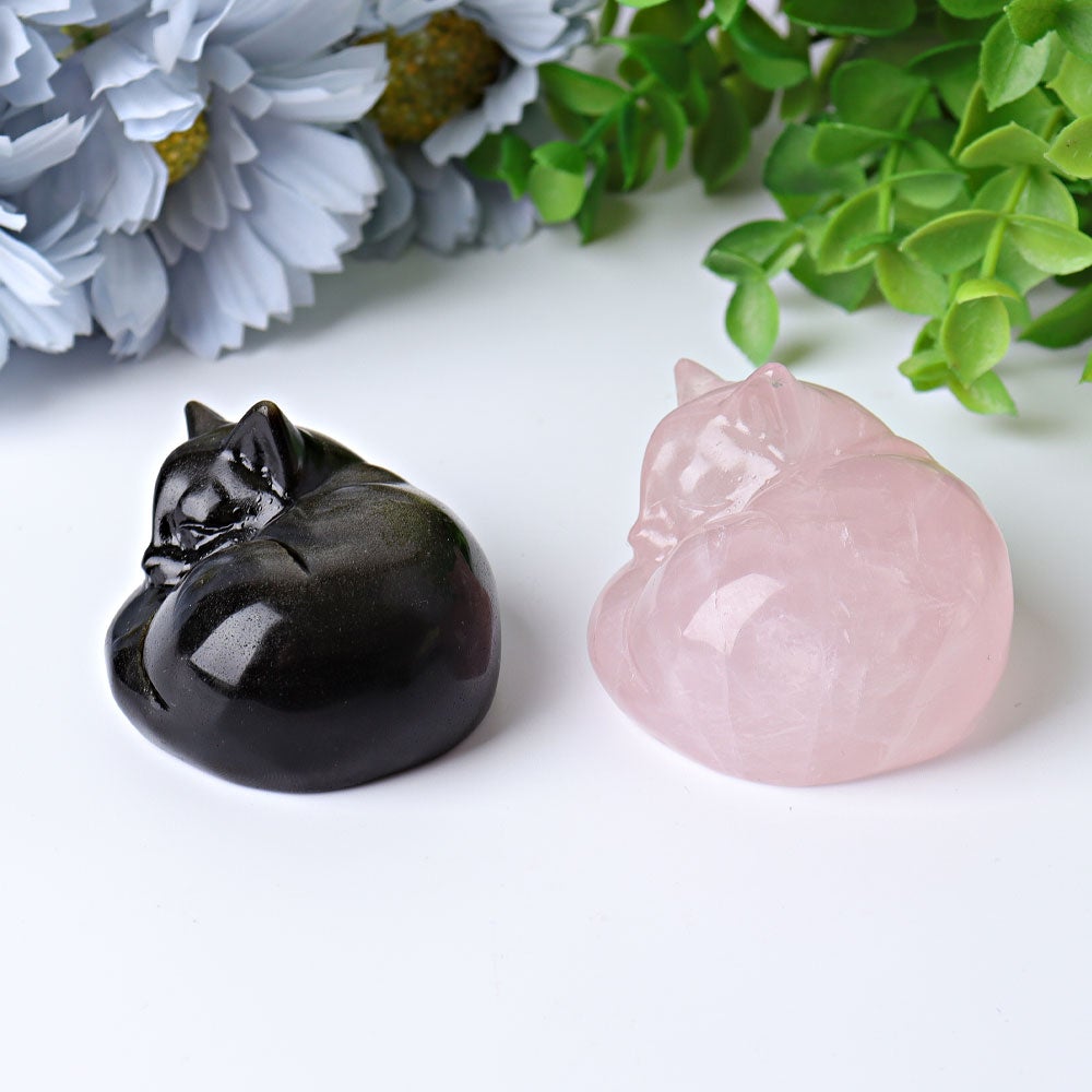 2.3" Sleeping Cat Crystal Carvings Best Crystal Wholesalers