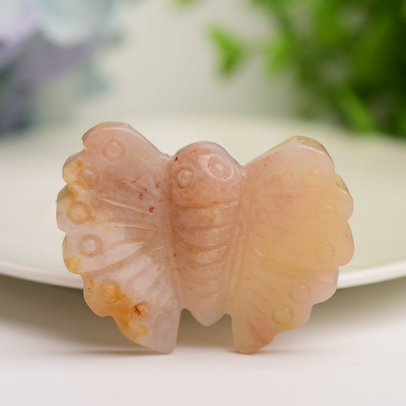 1.9" Flower Agate Butterfly Crystal Carving Animals Bulk Crystal wholesale suppliers