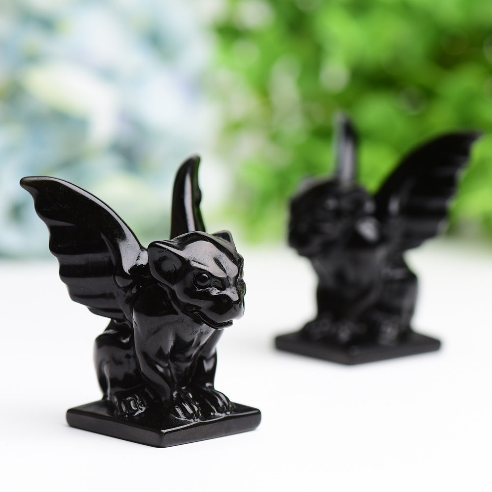 2.2" Black Obsidian Gargoyle Crystal Carving Cartoon Bulk Best Crystal Wholesalers