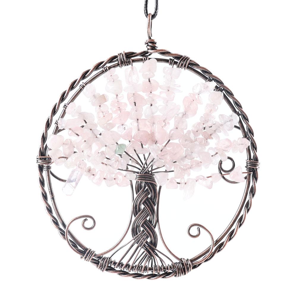 Rose Quartz Tree of Life Wire Wrapped Pendant Bulk & wholesale