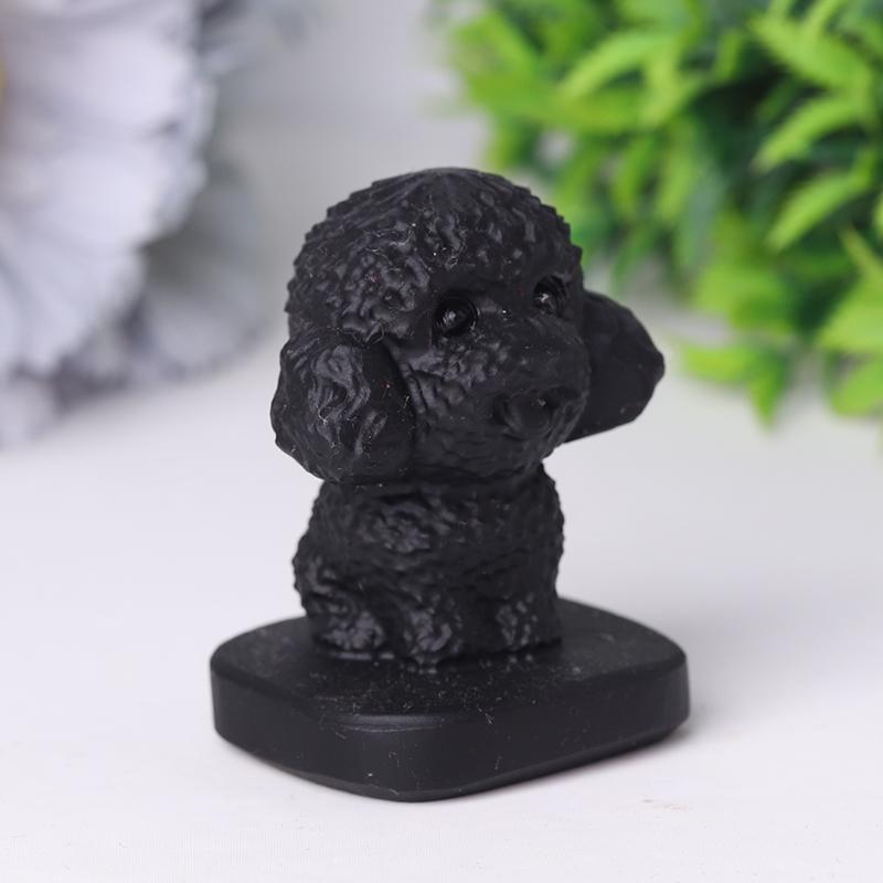 Black Obsidian Teddy Dog Crystal Carvings Animal Bulk Best Crystal Wholesalers