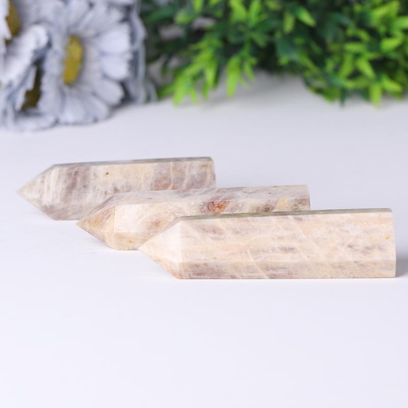 Natural Flasing Peach Moonstone Towers Points Bulk Best Crystal Wholesalers