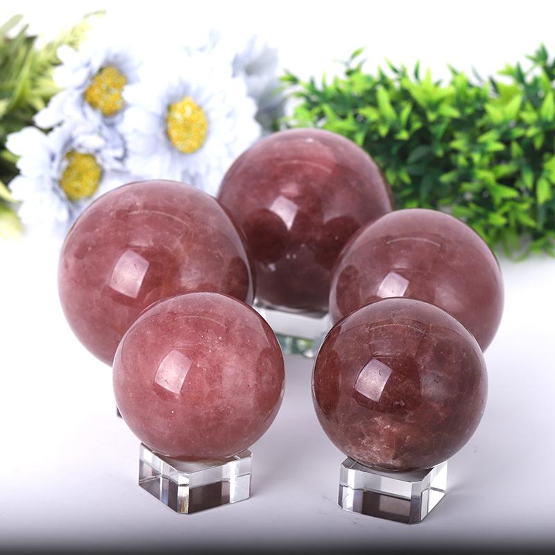 2.0"-4.5" Strawberry Quartz Sphere Best Crystal Wholesalers