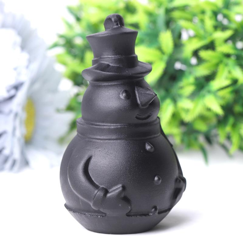 3.7" Black Obsidian Snowman Crystal Carvings Best Crystal Wholesalers