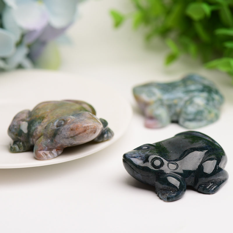 2.0" Moss Agate Frog Crystal Carving Bulk Crystal wholesale suppliers