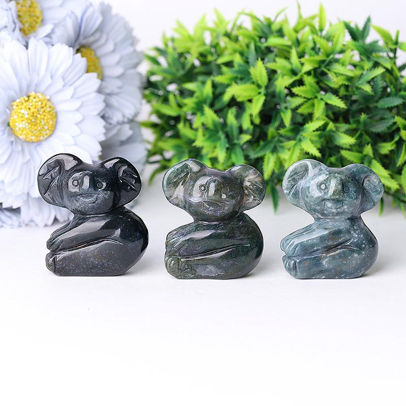 2" Moss Agate Koala Crystal Carving Animal Bulk Best Crystal Wholesalers