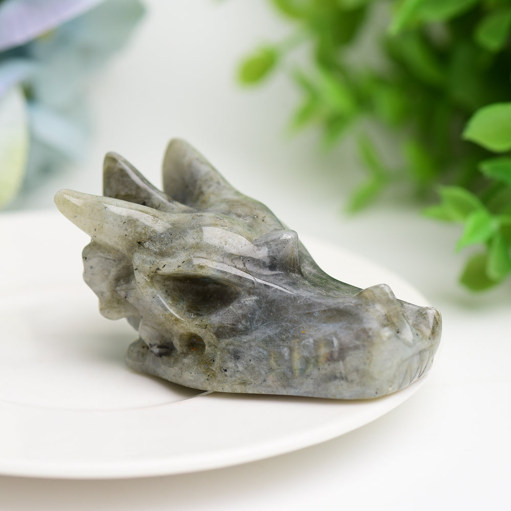 2.5" Mixed Crystal Dragon Head Animal Crystal Carving Bulk Best Crystal Wholesalers